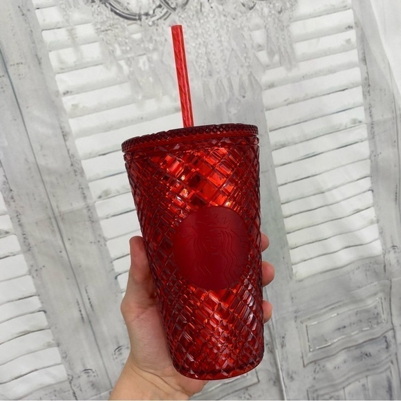 Starbucks Other - Starbucks 2021 Red Christmas Holiday Jeweled Tumbler 16 oz Grande With Lid Used